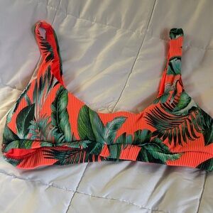 Source Unknown Tropical Leaf Bikini Top - Orange and Green